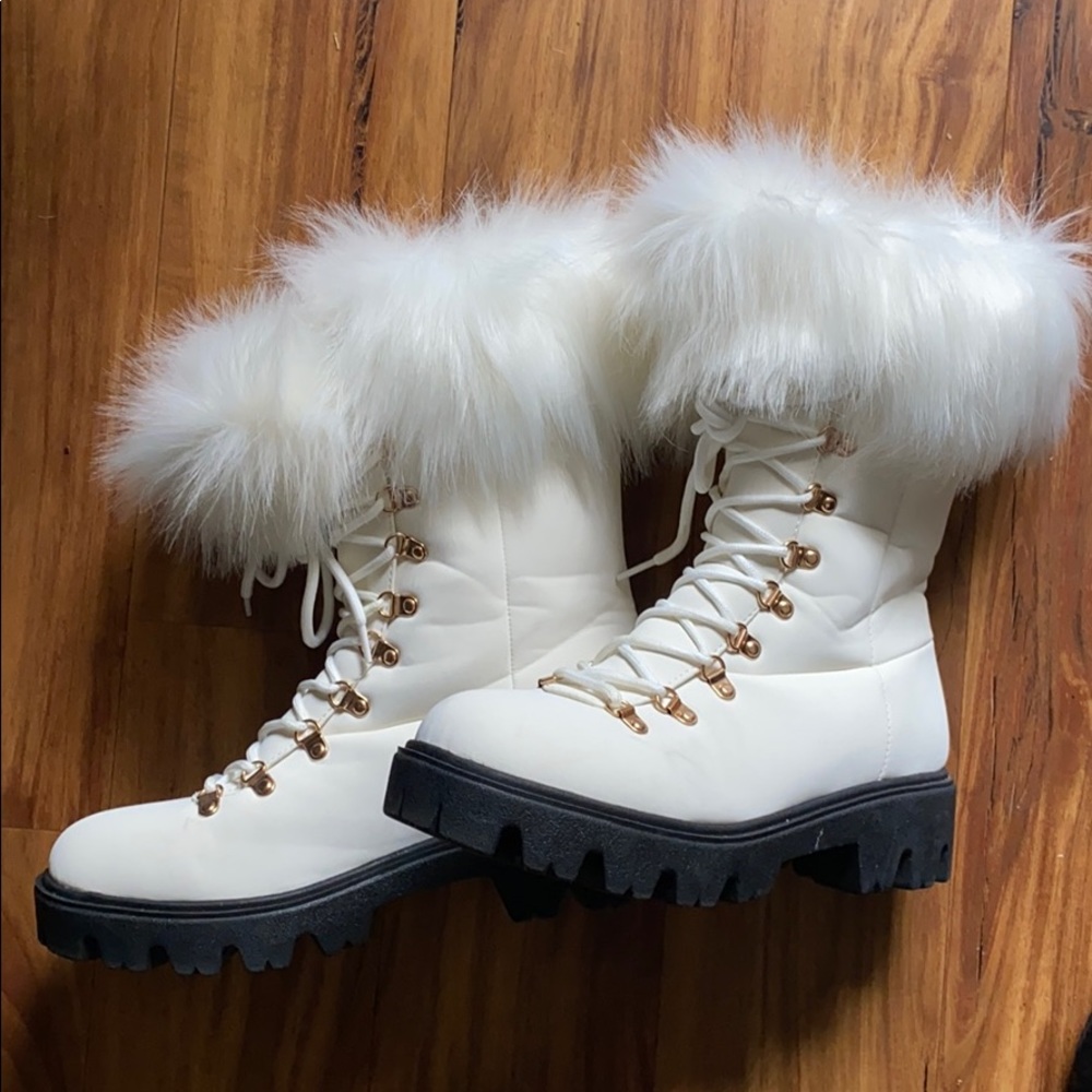 White Fur Snow Boots